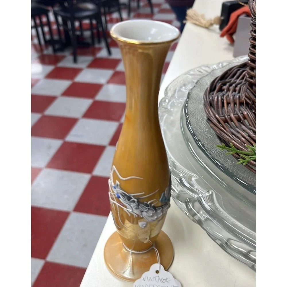 Vintage Decorative Ceramic Vase with Bird Motif